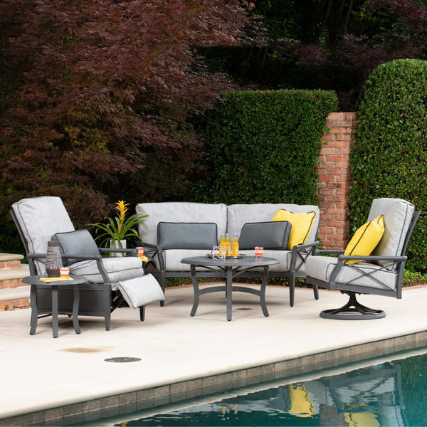 Woodard Andover Collection, featuring elegant patio furniture with classic design elements