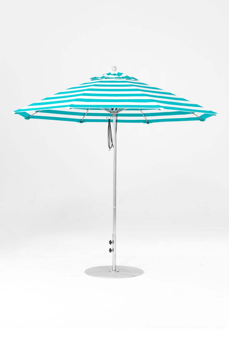 9 Ft Octagonal Frankford Patio Umbrella | Pulley Lift Mechanism 9-ft-octagonal-frankford-patio-umbrella-pulley-lift-mechanism Frankford Umbrellas Frankford 24.MSBrushedSilver-TurquoiseStripe_d6219e96-1937-4a46-9908-5c5e20f3bb6a.jpg