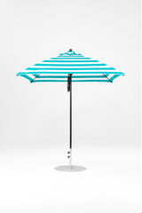 7.5 Ft Square Frankford Patio Umbrella | Pulley Lift Mechanism 7-5-ft-square-frankford-patio-umbrella-pulley-lift-mechanism Frankford Umbrellas Frankford BKOnyx-TurquoiseStripe_f422ea61-ec38-447e-87f4-71182c1f3b4a.jpg