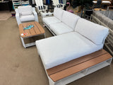 L-Shaped Patio Sectional with Chaise Lounge & Table