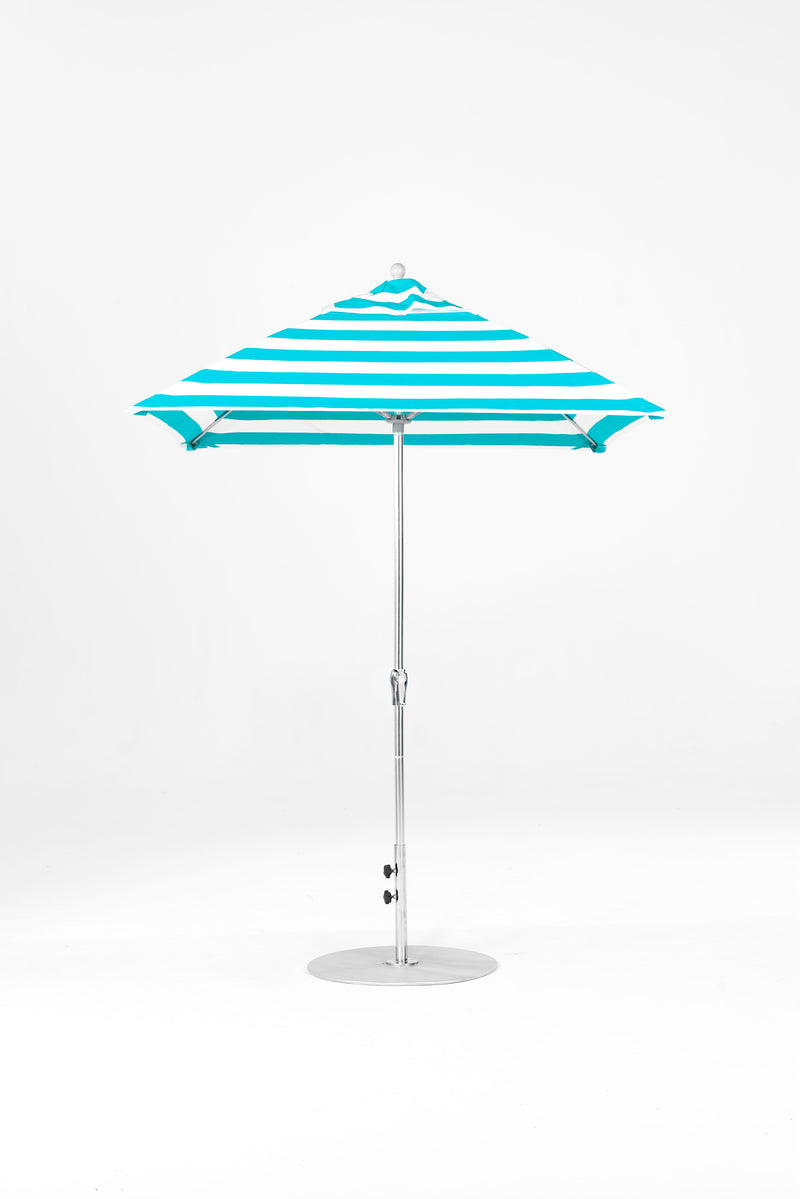 6.5 Ft Square Frankford Patio Umbrella | Crank Lift Mechanism 6-5-ft-square-frankford-patio-umbrella-crank-lift-mechanism Frankford Umbrellas Frankford MSBrushedSilver-TurquoiseStripe_d694fcc6-1173-45d3-8e0c-ea43acd70a52.jpg