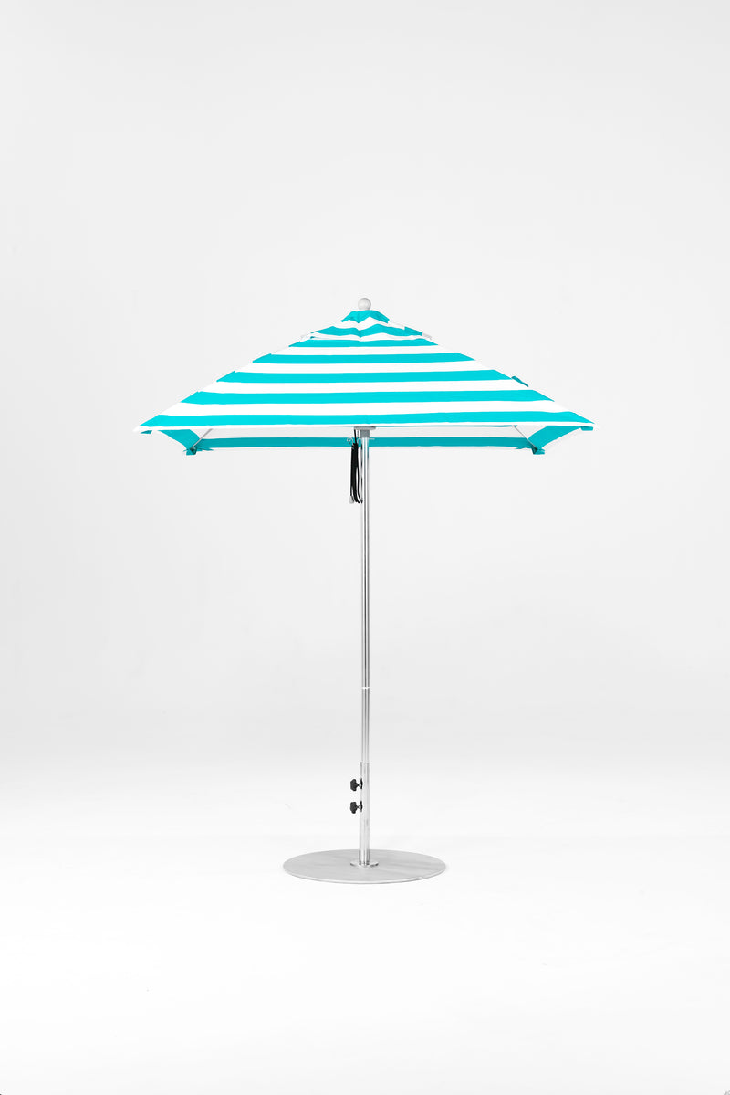 6.5 Ft Square Frankford Patio Umbrella | Pulley Lift Mechanism 6-5-ft-square-frankford-patio-umbrella-pulley-lift-matte-silver-frame-1 Frankford Umbrellas Frankford MSBrushedSilver-TurquoiseStripe_ee89e67f-2329-4112-8318-564a6a32f7b6.jpg