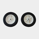 White Plastic Hub & Black Rubber Tire - 6" X 1-1/4": Set of 2 | Item #: 30-910 plastic-hub-rubber-tire-patio-furniture-30-910 Vinyl Tires Sunniland Patio Parts White-Plastic-Hub-1.jpg