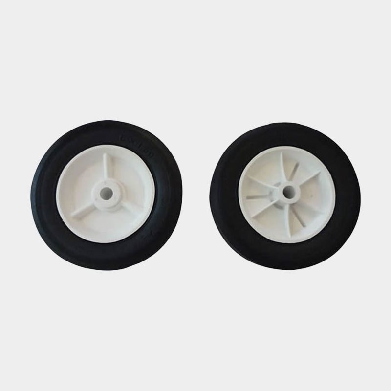 White Plastic Hub & Black Rubber Tire - 6" X 1-1/4": Set of 2 | Item #: 30-910