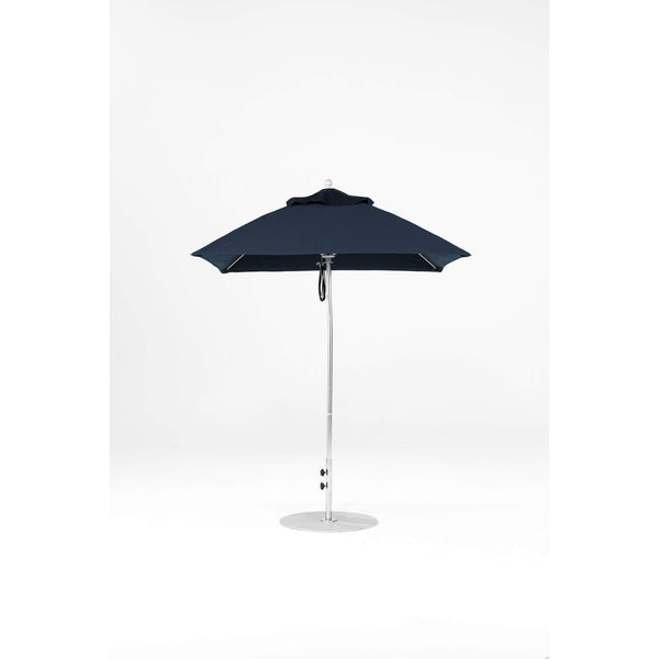 6.5 Ft Square Frankford Patio Umbrella- Pulley Lift- Matte Silver Frame