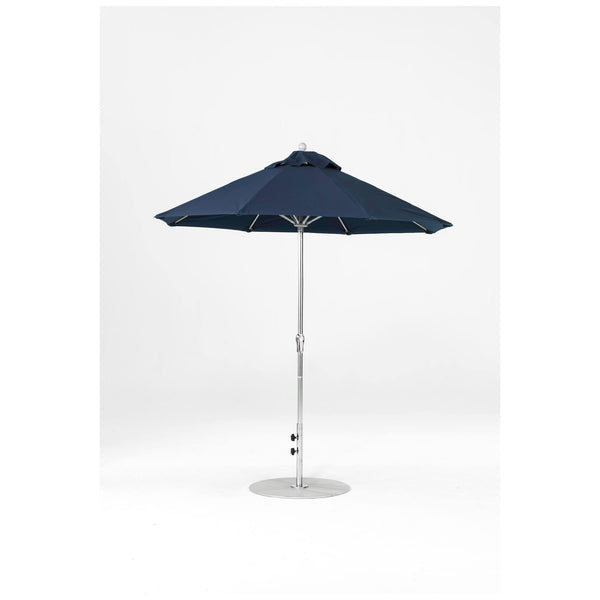 7.5 Ft Octagonal Frankford Patio Umbrella- Crank Lift- Polished Silver Anodized Frame