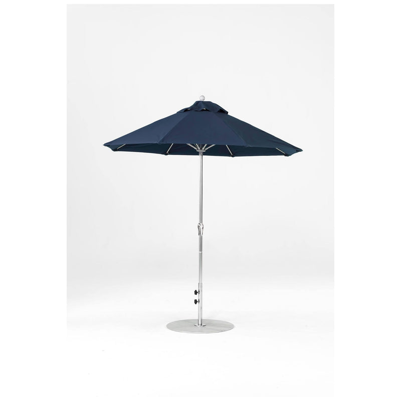 7.5 Ft Octagonal Frankford Patio Umbrella- Crank Lift- Polished Silver Anodized Frame