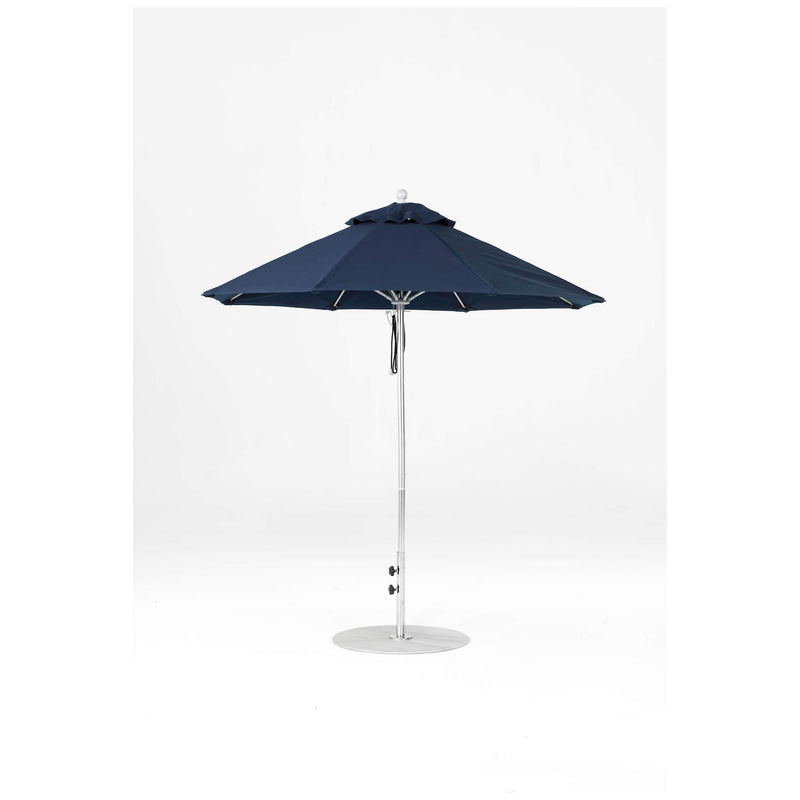 7.5 Ft Octagonal Frankford Patio Umbrella- Pulley Lift- Polished Silver Anodized Frame