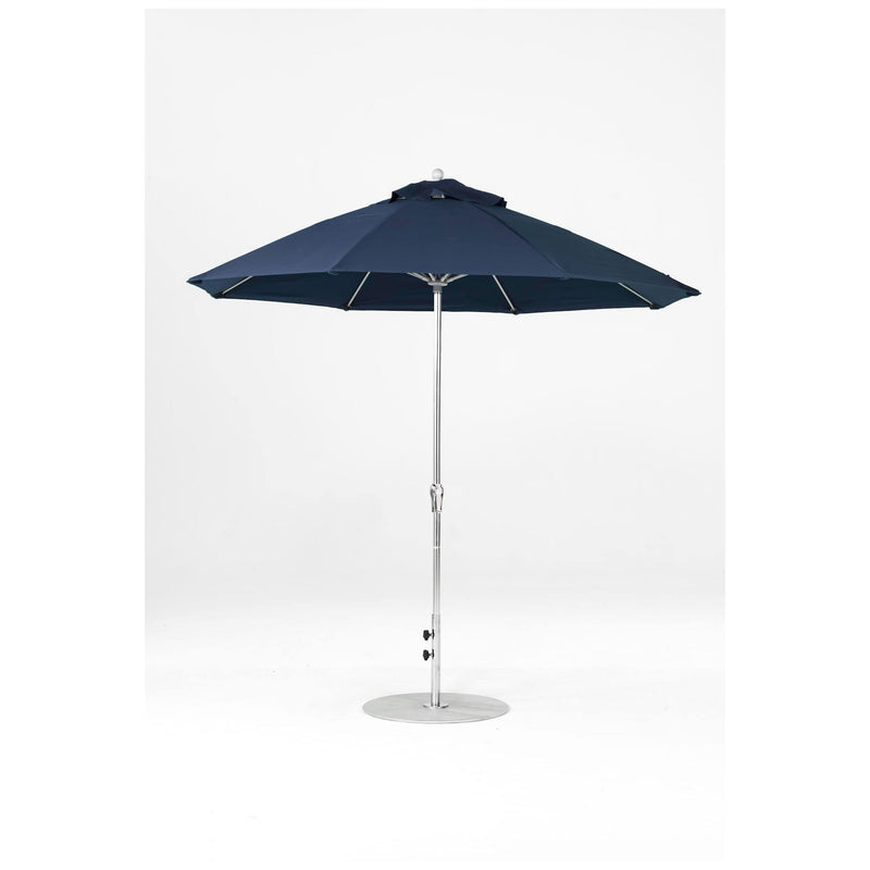 9 Ft Octagonal Frankford Patio Umbrella- Crank Lift- Polished Silver Anodized Frame