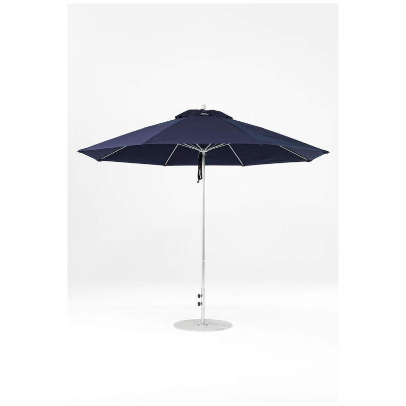 11 Ft Octagonal Frankford Patio Umbrella- Pulley Lift- Polished Silver Anodized Frame