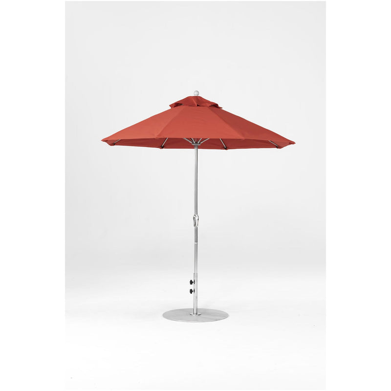 7.5 Ft Octagonal Frankford Patio Umbrella- Crank Lift- Polished Silver Anodized Frame
