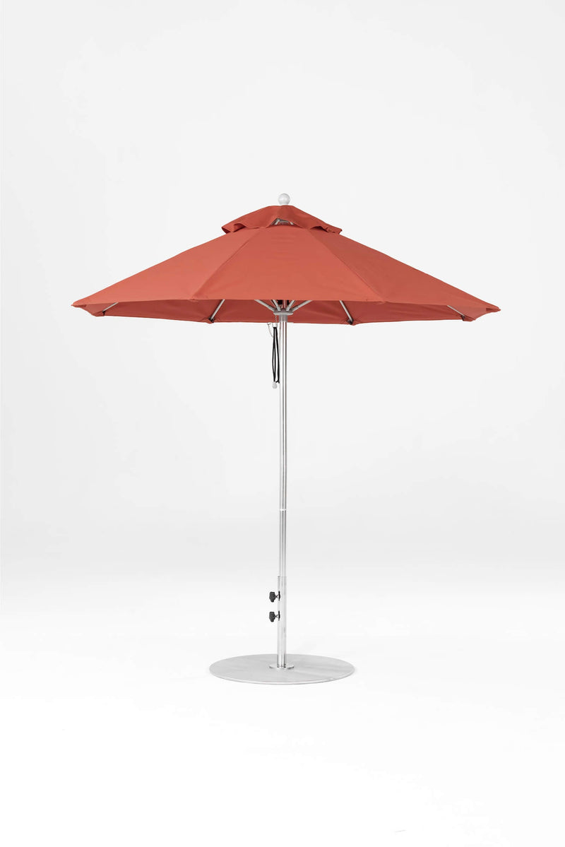 7.5 Ft Octagonal Frankford Patio Umbrella- Pulley Lift- Polished Silver Anodized Frame