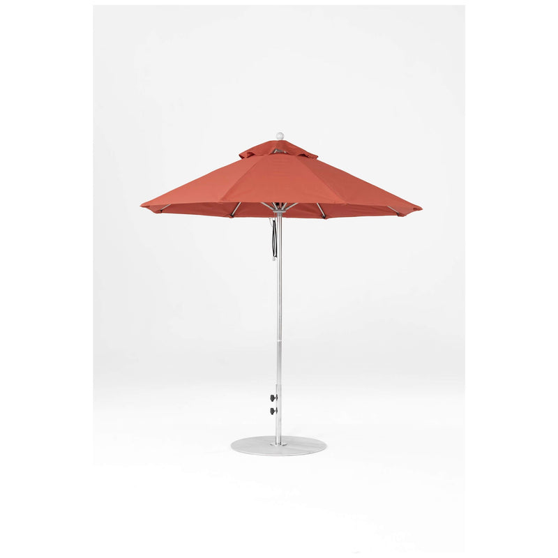 9 Ft Octagonal Frankford Patio Umbrella- Pulley Lift- Polished Silver Anodized Frame