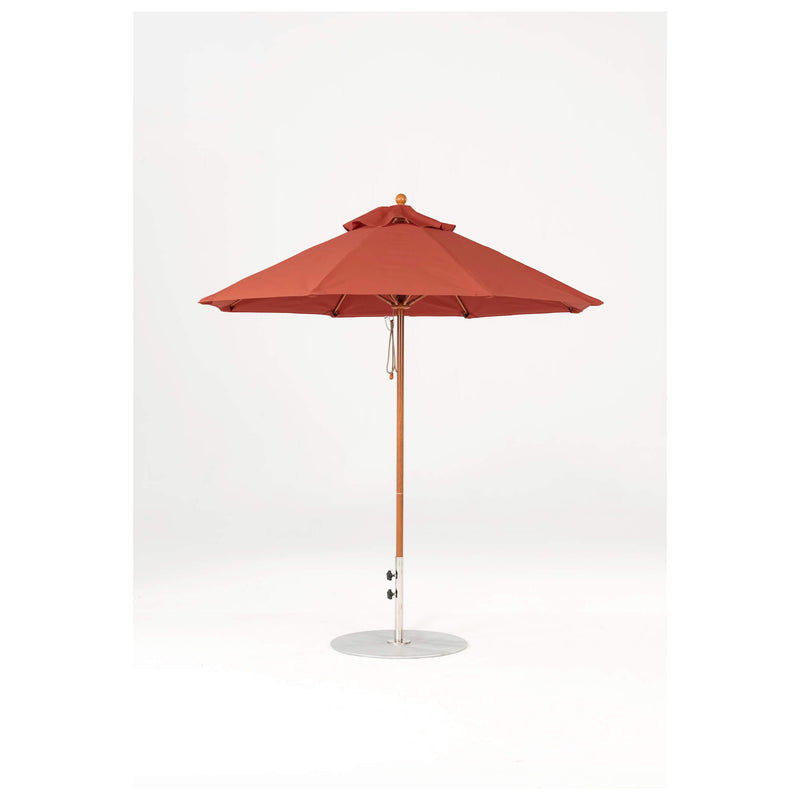 7.5 Ft Octagonal Frankford Patio Umbrella- Pulley Lift- Wood Grain Frame