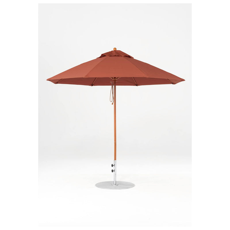9 Ft Octagonal Frankford Patio Umbrella- Pulley Lift- Wood Grain Frame