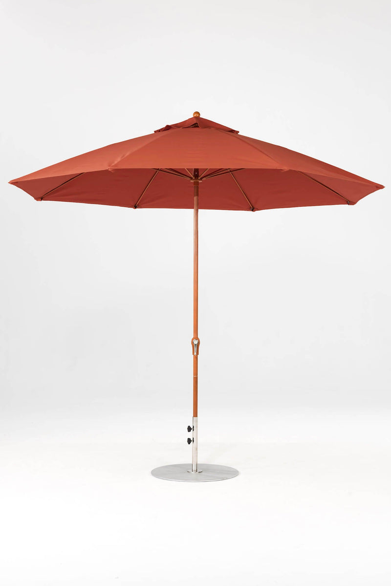 11 Ft Octagonal Frankford Patio Umbrella- Crank Lift- Wood Grain Frame