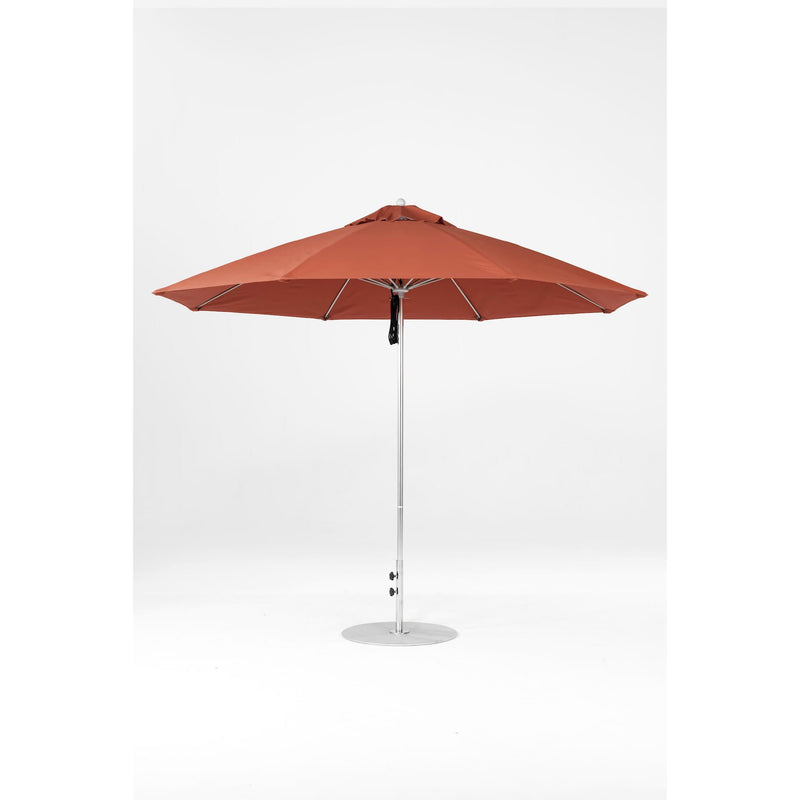 11 Ft Octagonal Frankford Patio Umbrella- Pulley Lift- Polished Silver Anodized Frame