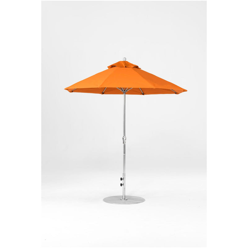 7.5 Ft Octagonal Frankford Patio Umbrella- Crank Lift- Polished Silver Anodized Frame