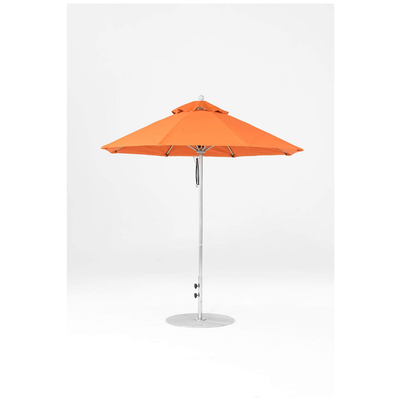 7.5 Ft Octagonal Frankford Patio Umbrella- Pulley Lift- Polished Silver Anodized Frame
