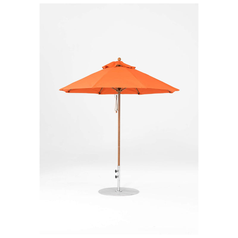 7.5 Ft Octagonal Frankford Patio Umbrella- Pulley Lift- Wood Grain Frame