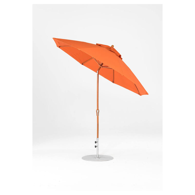 9 Ft Octagonal Frankford Patio Umbrella- Crank Auto-Tilt- Wood Grain Frame