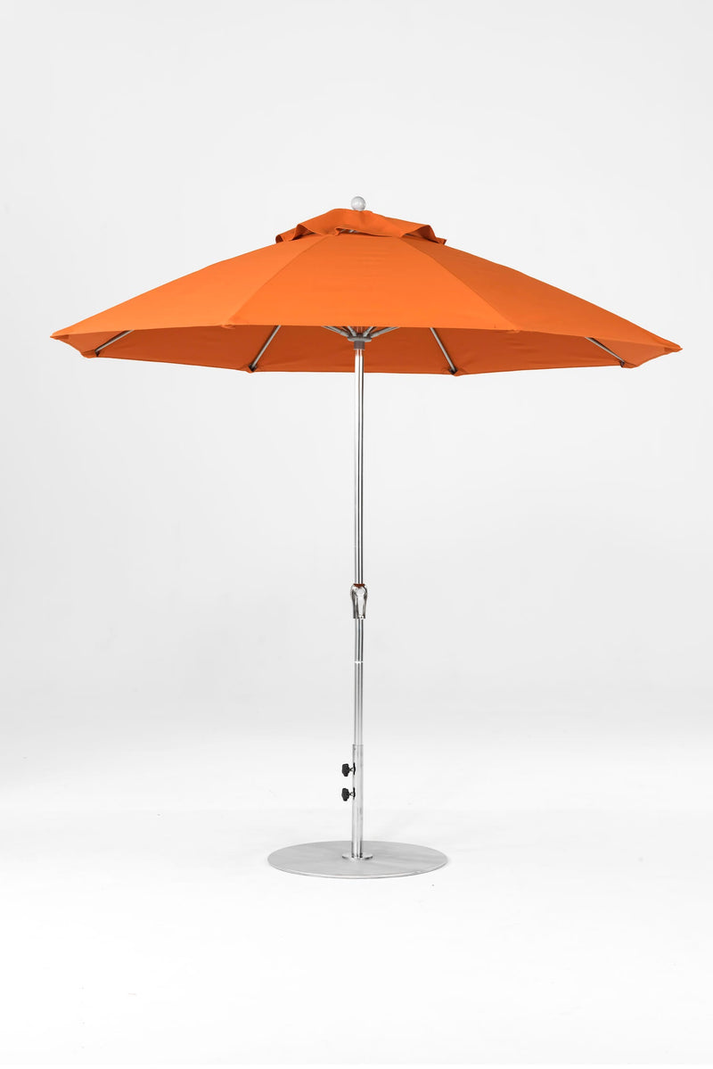 9 Ft Octagonal Frankford Patio Umbrella- Crank Lift- Polished Silver Anodized Frame