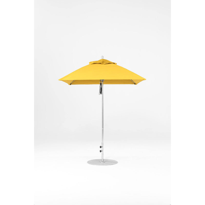6.5 Ft Square Frankford Patio Umbrella- Pulley Lift- Polished Silver Anodized Frame