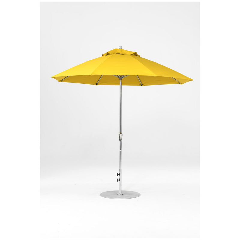 9 Ft Octagonal Frankford Patio Umbrella- Crank Lift- Polished Silver Anodized Frame