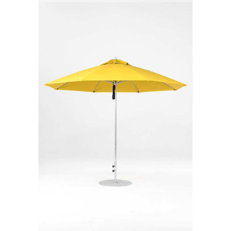 11 Ft Octagonal Frankford Patio Umbrella- Pulley Lift- Polished Silver Anodized Frame