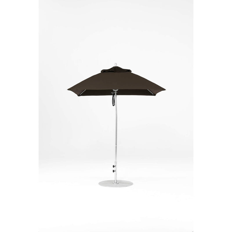 6.5 Ft Square Frankford Patio Umbrella- Pulley Lift- Polished Silver Anodized Frame