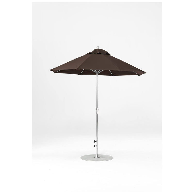 7.5 Ft Octagonal Frankford Patio Umbrella- Crank Lift- Polished Silver Anodized Frame