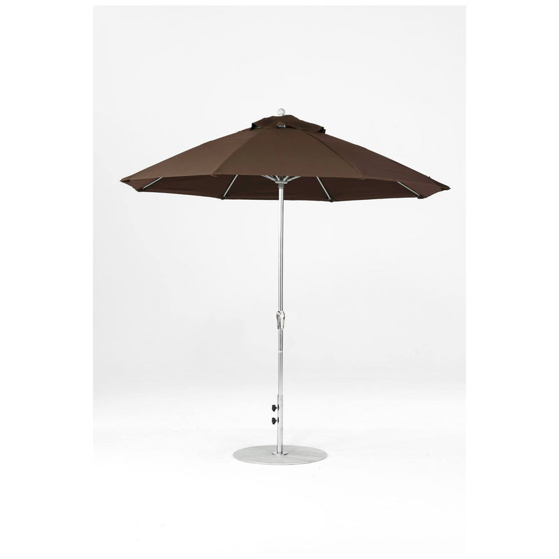 9 Ft Octagonal Frankford Patio Umbrella- Crank Lift- Polished Silver Anodized Frame