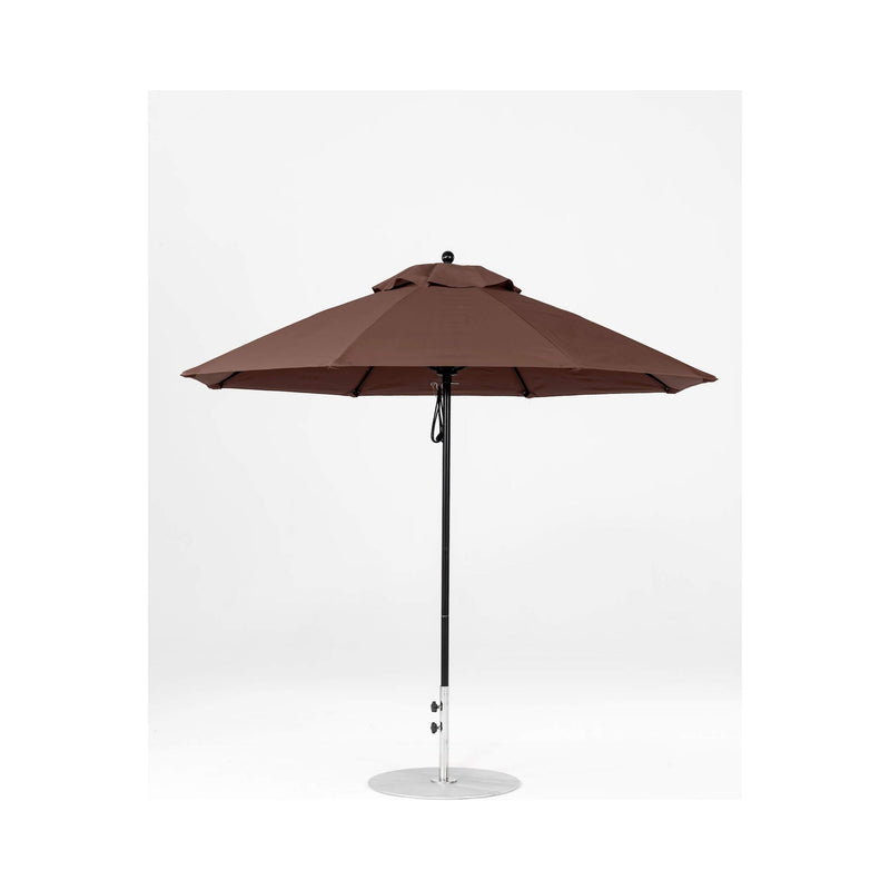 9 Ft Octagonal Frankford Patio Umbrella- Pulley Lift- Matte Black Frame