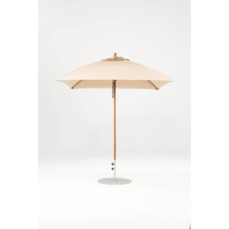 7.5 Ft Square Frankford Patio Umbrella- Pulley Lift- Wood Grain Frame