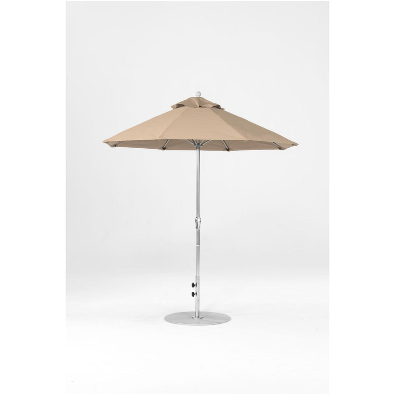 7.5 Ft Octagonal Frankford Patio Umbrella- Crank Lift- Polished Silver Anodized Frame