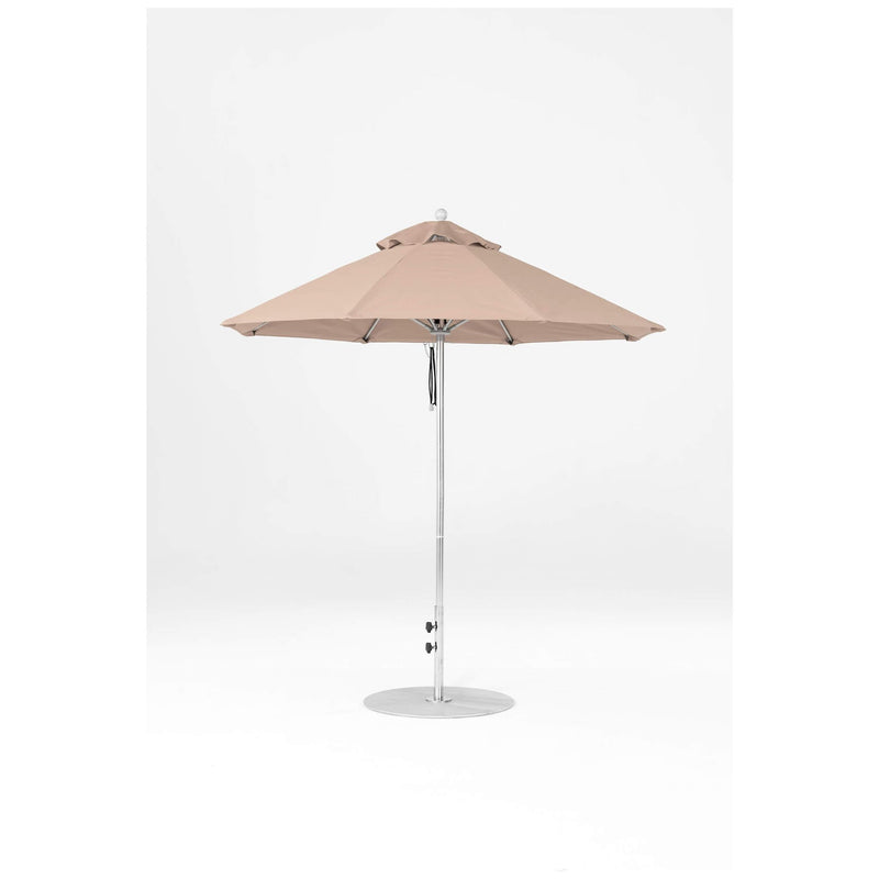 7.5 Ft Octagonal Frankford Patio Umbrella- Pulley Lift- Polished Silver Anodized Frame