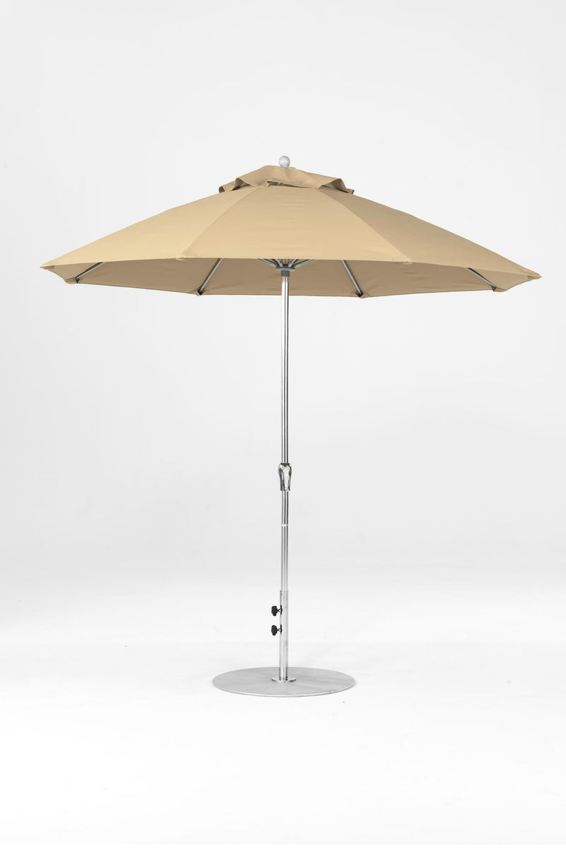 9 Ft Octagonal Frankford Patio Umbrella- Crank Lift- Polished Silver Anodized Frame