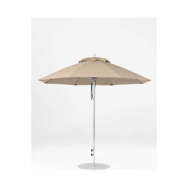 9 Ft Octagonal Frankford Patio Umbrella- Pulley Lift- Matte Silver Frame