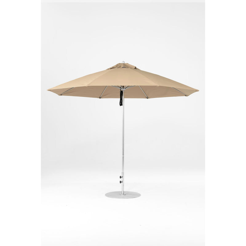 11 Ft Octagonal Frankford Patio Umbrella- Pulley Lift- Polished Silver Anodized Frame