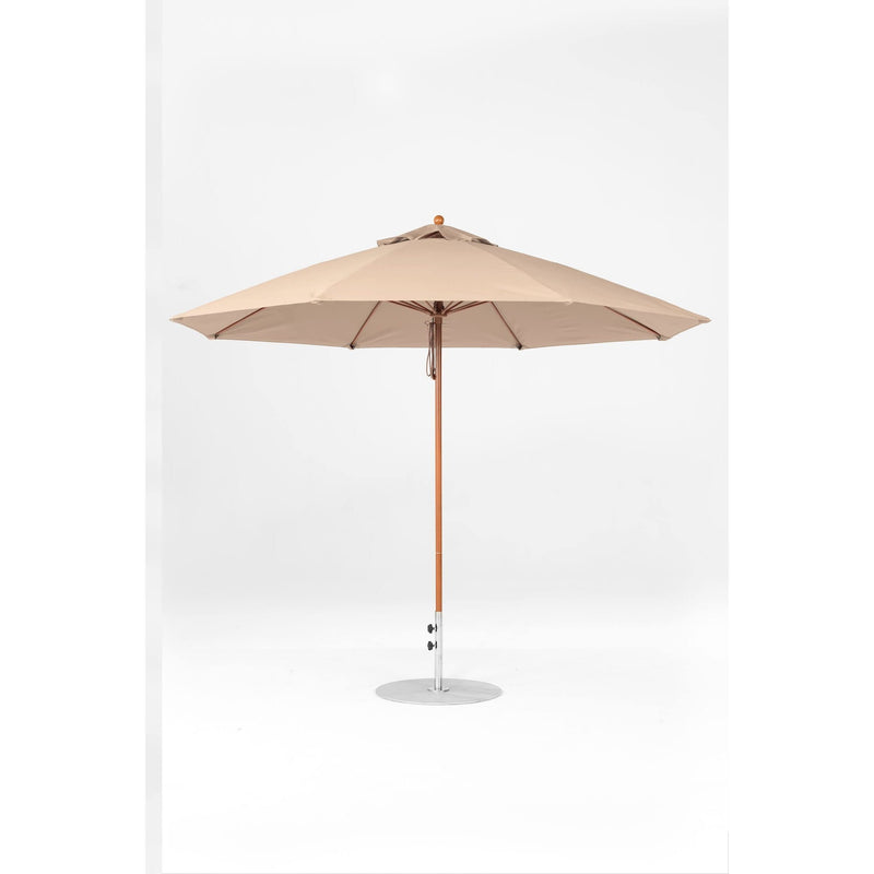11 Ft Octagonal Frankford Patio Umbrella- Pulley Lift- Wood Grain Frame