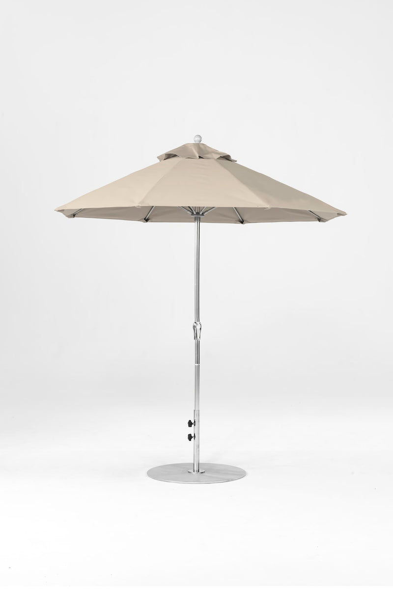 7.5 Ft Octagonal Frankford Patio Umbrella- Crank Lift- Polished Silver Anodized Frame
