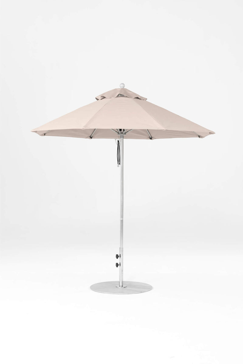 7.5 Ft Octagonal Frankford Patio Umbrella- Pulley Lift- Polished Silver Anodized Frame