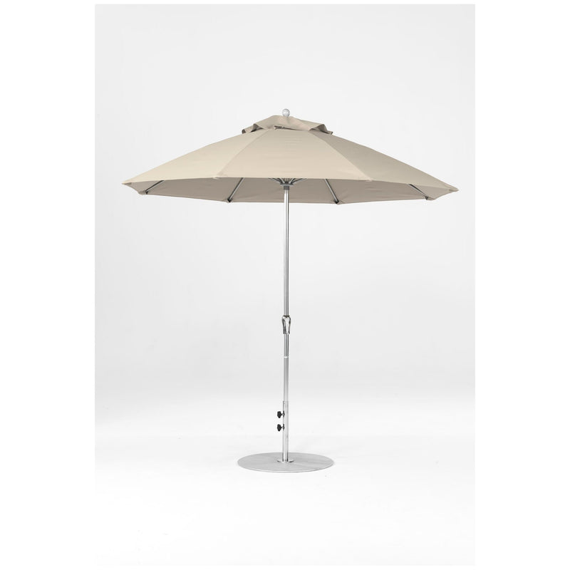 9 Ft Octagonal Frankford Patio Umbrella- Crank Lift- Polished Silver Anodized Frame