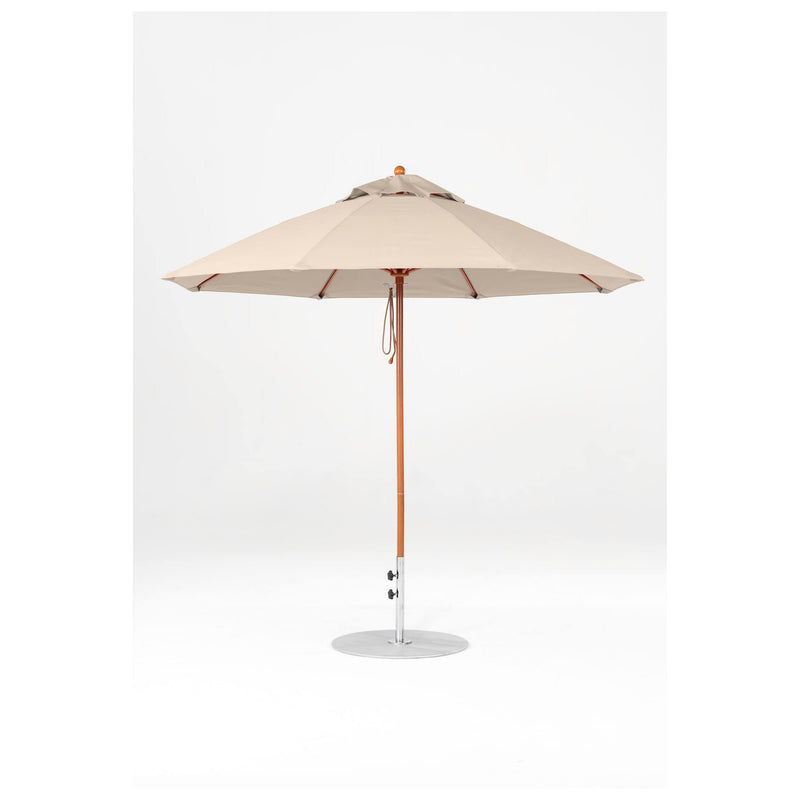 9 Ft Octagonal Frankford Patio Umbrella- Pulley Lift- Wood Grain Frame