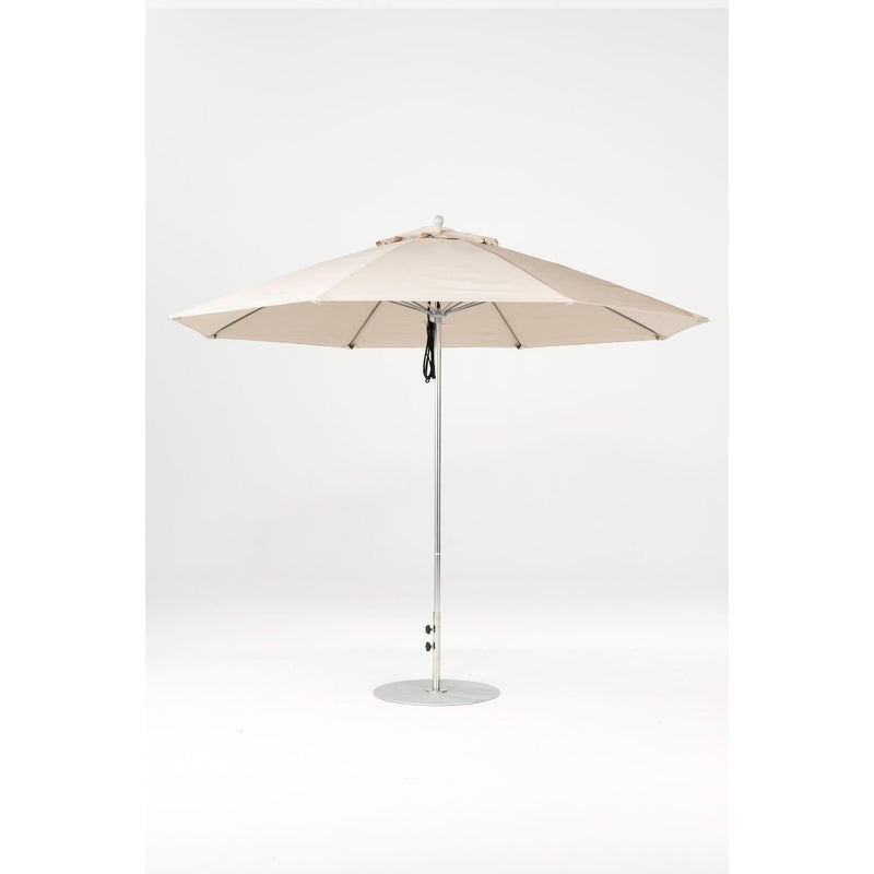 11 Ft Octagonal Frankford Patio Umbrella- Pulley Lift- Polished Silver Anodized Frame
