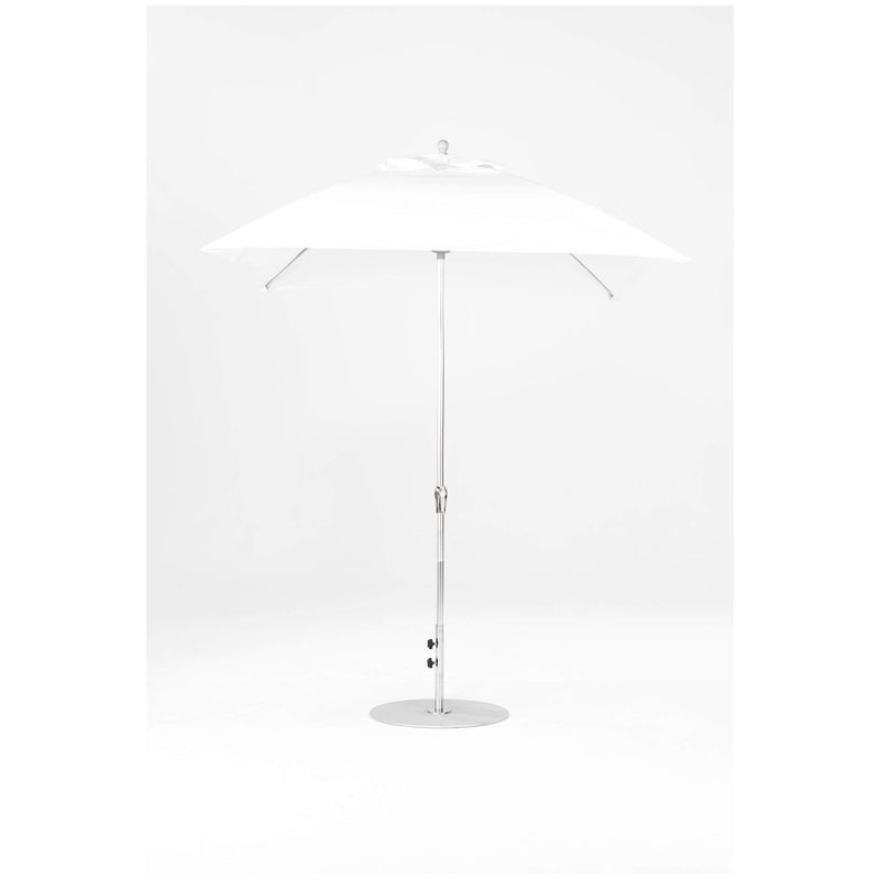 7.5 Ft Square Frankford Patio Umbrella- Crank Lift- Polished Silver Anodized Frame