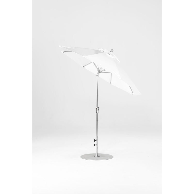 7.5 Ft Octagonal Frankford Patio Umbrella- Crank Auto-Tilt- Polished Silver Anodized Frame