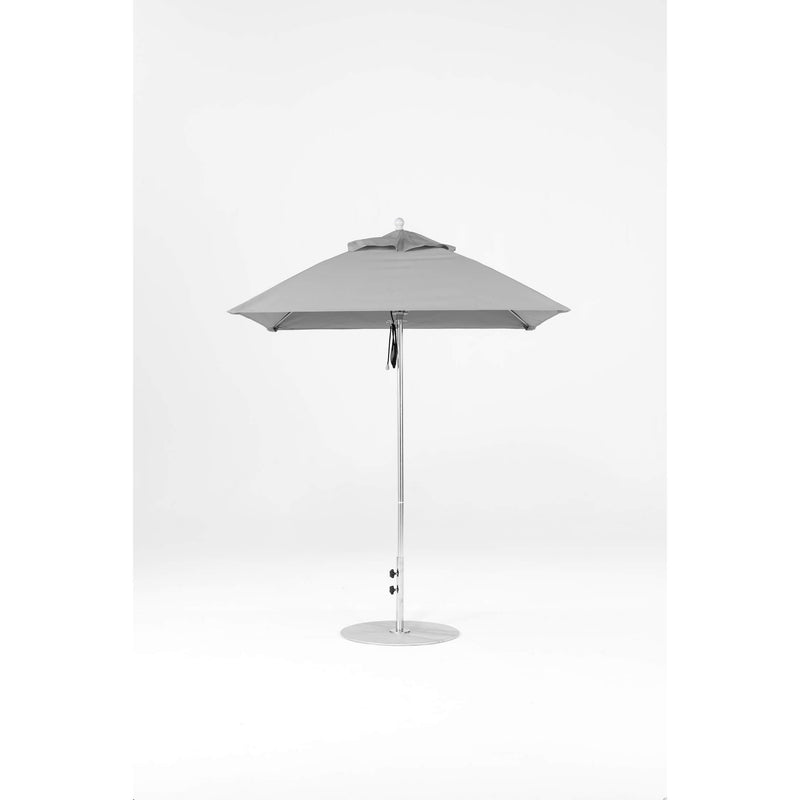 6.5 Ft Square Frankford Patio Umbrella- Pulley Lift- Polished Silver Anodized Frame