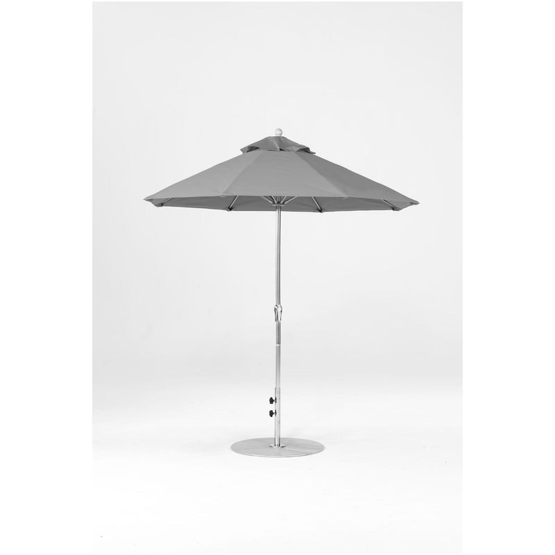 7.5 Ft Octagonal Frankford Patio Umbrella- Crank Lift- Polished Silver Anodized Frame