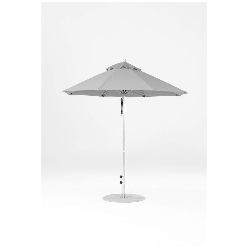 7.5 Ft Octagonal Frankford Patio Umbrella- Pulley Lift- Polished Silver Anodized Frame